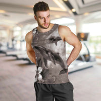 Hawaiian Lei Day Plumeria Humpback Whales Men Tank Top Polynesian Art Vibrant Starry Nebula Grayscale Style LT03 Art - Polynesian Pride