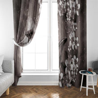 Hawaiian Lei Day Plumeria Humpback Whales Window Curtain Polynesian Art Vibrant Starry Nebula Grayscale Style LT03 - Polynesian Pride