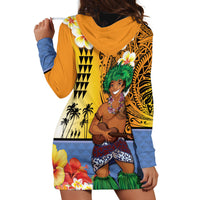 Happy Lei Day Hoodie Dress Hula Male Dancer Polynesian Flower Kakau Pattern LT03 - Polynesian Pride