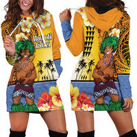Happy Lei Day Hoodie Dress Hula Male Dancer Polynesian Flower Kakau Pattern LT03 - Polynesian Pride