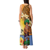 Happy Lei Day Tank Maxi Dress Hula Male Dancer Polynesian Flower Kakau Pattern LT03 - Polynesian Pride