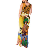 Happy Lei Day Tank Maxi Dress Hula Male Dancer Polynesian Flower Kakau Pattern LT03 - Polynesian Pride