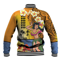 Happy Lei Day Baseball Jacket Hula Girl Polynesian Flower Kakau Pattern LT03 - Polynesian Pride