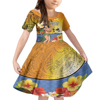 Happy Lei Day Family Matching Mermaid Dress and Hawaiian Shirt Hula Girl Polynesian Flower Kakau Pattern