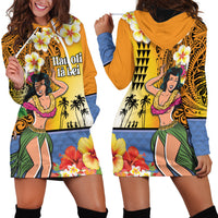 Happy Lei Day Hoodie Dress Hula Girl Polynesian Flower Kakau Pattern LT03 - Polynesian Pride