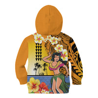 Happy Lei Day Kid Hoodie Hula Girl Polynesian Flower Kakau Pattern