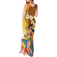 Happy Lei Day Tank Maxi Dress Hula Girl Polynesian Flower Kakau Pattern LT03 - Polynesian Pride