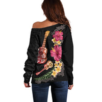 Ukulele mix Polynesian Flower Off Shoulder Sweater Hawaiian Tribal Pattern LT03 - Polynesian Pride