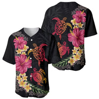 Hawaiian Flower and Tribal Turtle Baseball Jersey Colorful Style