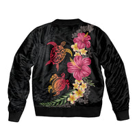 Hawaiian Flower and Tribal Turtle Bomber Jacket Colorful Style LT03 - Polynesian Pride