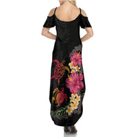Hawaiian Flower and Tribal Turtle Summer Maxi Dress Colorful Style LT03 - Polynesian Pride