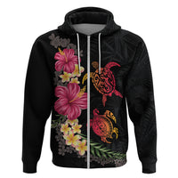 Hawaiian Flower and Tribal Turtle Zip Hoodie Colorful Style