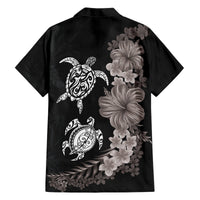 Hawaiian Flower and Tribal Turtle Hawaiian Shirt Grayscale Mode LT03 - Polynesian Pride