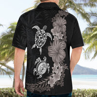 Hawaiian Flower and Tribal Turtle Hawaiian Shirt Grayscale Mode LT03 - Polynesian Pride
