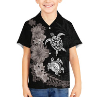 Hawaiian Flower and Tribal Turtle Hawaiian Shirt Grayscale Mode LT03 - Polynesian Pride