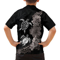 Hawaiian Flower and Tribal Turtle Hawaiian Shirt Grayscale Mode LT03 - Polynesian Pride