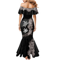 Hawaiian Flower and Tribal Turtle Mermaid Dress Grayscale Mode LT03 - Polynesian Pride