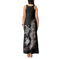 Hawaiian Flower and Tribal Turtle Tank Maxi Dress Grayscale Mode LT03 - Polynesian Pride