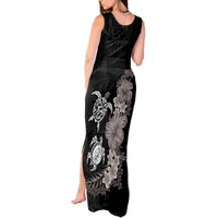 Hawaiian Flower and Tribal Turtle Tank Maxi Dress Grayscale Mode LT03 - Polynesian Pride