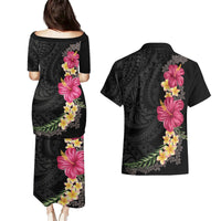 Hawaiian Plumeria and Hibiscus Couples Matching Puletasi and Hawaiian Shirt Colorful Style LT03 - Polynesian Pride
