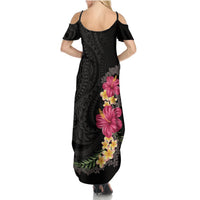 Hawaiian Plumeria and Hibiscus Summer Maxi Dress Colorful Style LT03 - Polynesian Pride
