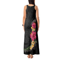 Hawaiian Plumeria and Hibiscus Tank Maxi Dress Colorful Style