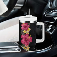 Hawaiian Plumeria and Hibiscus Tumbler With Handle Colorful Style