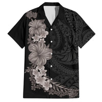 Hawaiian Plumeria and Hibiscus Hawaiian Shirt Grayscale Mode LT03 Black - Polynesian Pride