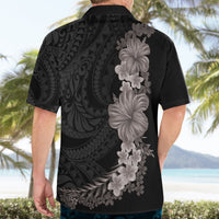 Hawaiian Plumeria and Hibiscus Hawaiian Shirt Grayscale Mode LT03 - Polynesian Pride