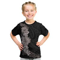 Hawaiian Plumeria and Hibiscus Kid T Shirt Grayscale Mode