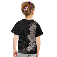 Hawaiian Plumeria and Hibiscus Kid T Shirt Grayscale Mode