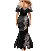 Hawaiian Plumeria and Hibiscus Mermaid Dress Grayscale Mode LT03 - Polynesian Pride