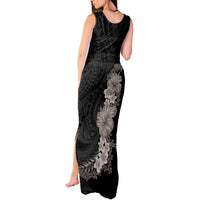 Hawaiian Plumeria and Hibiscus Tank Maxi Dress Grayscale Mode LT03 - Polynesian Pride