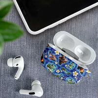 Hawaiian Island Shapes-Iconic Landscape AirPods Case with Plumeria and Palaka Blue Color