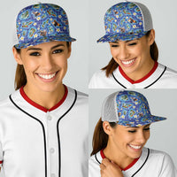 Hawaiian Island Shapes-Iconic Landscape Baseball Net Cap with Plumeria and Palaka Blue Color LT03 - Polynesian Pride