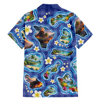 Hawaiian Island Shapes-Iconic Landscape Hawaiian Shirt with Plumeria and Palaka Blue Color