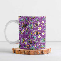 Hawaiian Island Shapes-Iconic Landscape Ceramic Mug with Plumeria and Palaka Purple Color LT03 Purple - Polynesian Pride