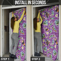Hawaiian Island Shapes-Iconic Landscape Door Cover with Plumeria and Palaka Purple Color