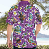 Hawaiian Island Shapes-Iconic Landscape Hawaiian Shirt with Plumeria and Palaka Purple Color