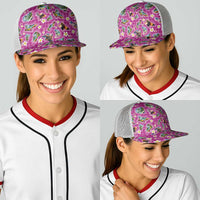 Hawaiian Island Shapes-Iconic Landscape Baseball Net Cap with Plumeria and Palaka Pink Color LT03 - Polynesian Pride