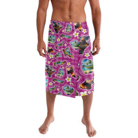 Hawaiian Island Shapes-Iconic Landscape Lavalava with Plumeria and Palaka Pink Color LT03 Pink - Polynesian Pride