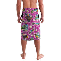 Hawaiian Island Shapes-Iconic Landscape Lavalava with Plumeria and Palaka Pink Color LT03 - Polynesian Pride