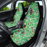 Hawaii Map with Plumeria Flower and Palaka Pattern Car Seat Cover Tropical Island Green Design LT03 - Polynesian Pride