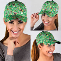 Hawaii Map with Plumeria Flower and Palaka Pattern Classic Cap Tropical Island Green Design LT03 - Polynesian Pride