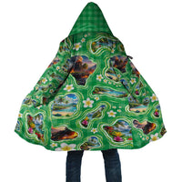 Hawaii Map with Plumeria Flower and Palaka Pattern Cloak Tropical Island Green Design LT03 Unisex Green - Polynesian Pride
