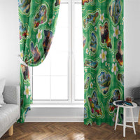 Hawaii Map with Plumeria Flower and Palaka Pattern Window Curtain Tropical Island Green Design LT03 - Polynesian Pride