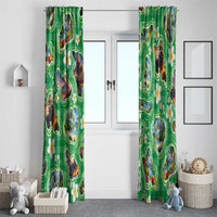 Hawaii Map with Plumeria Flower and Palaka Pattern Window Curtain Tropical Island Green Design LT03 - Polynesian Pride