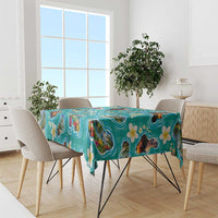Hawaii Map with Plumeria Flower and Palaka Pattern Tablecloth Tropical Island Teal Design LT03 - Polynesian Pride