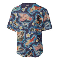 Hawaii Islands Map Design with Japanese Landscape Baseball Jersey Hawaiian Japan Fusion Art Navy Color