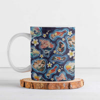 Hawaii Islands Map Design with Japanese Landscape Ceramic Mug Hawaiian Japan Fusion Art Navy Color LT03 Navy - Polynesian Pride